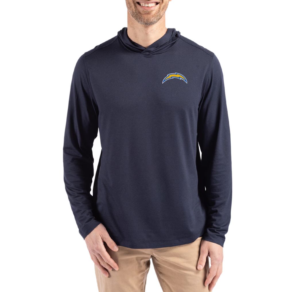 Men 2026 NFL Los Angeles Chargers Hooded long sleeved T-shirt blue 001